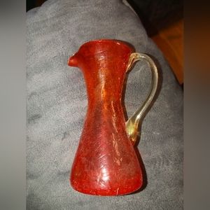 Mini Amberina crackle pitcher
